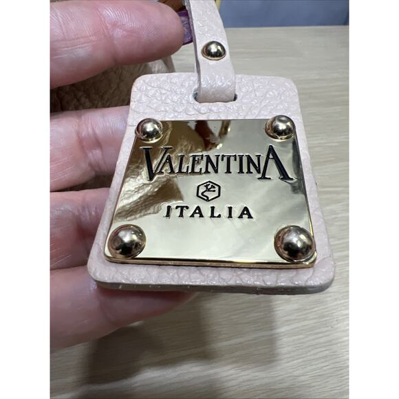 Valentina Italia Crossbody Shoulder Bag Clutch Pebbled Taupe/Beige - Picture 10 of 10